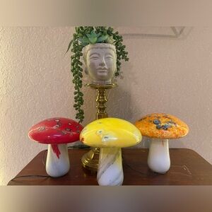 Vintage Boho Glass Mushrooms